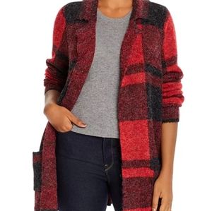 Joseph A Plaid Open Front Cardigan
